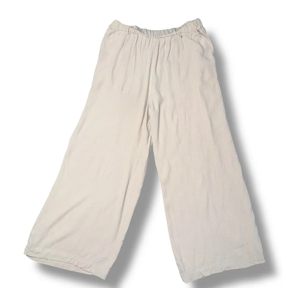 Wilfred Wide Leg Tie Waist Pants Womens‎ Small Beige Excellent Viscose Rayon